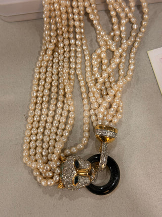 Pearl Necklace with Panther Clasp